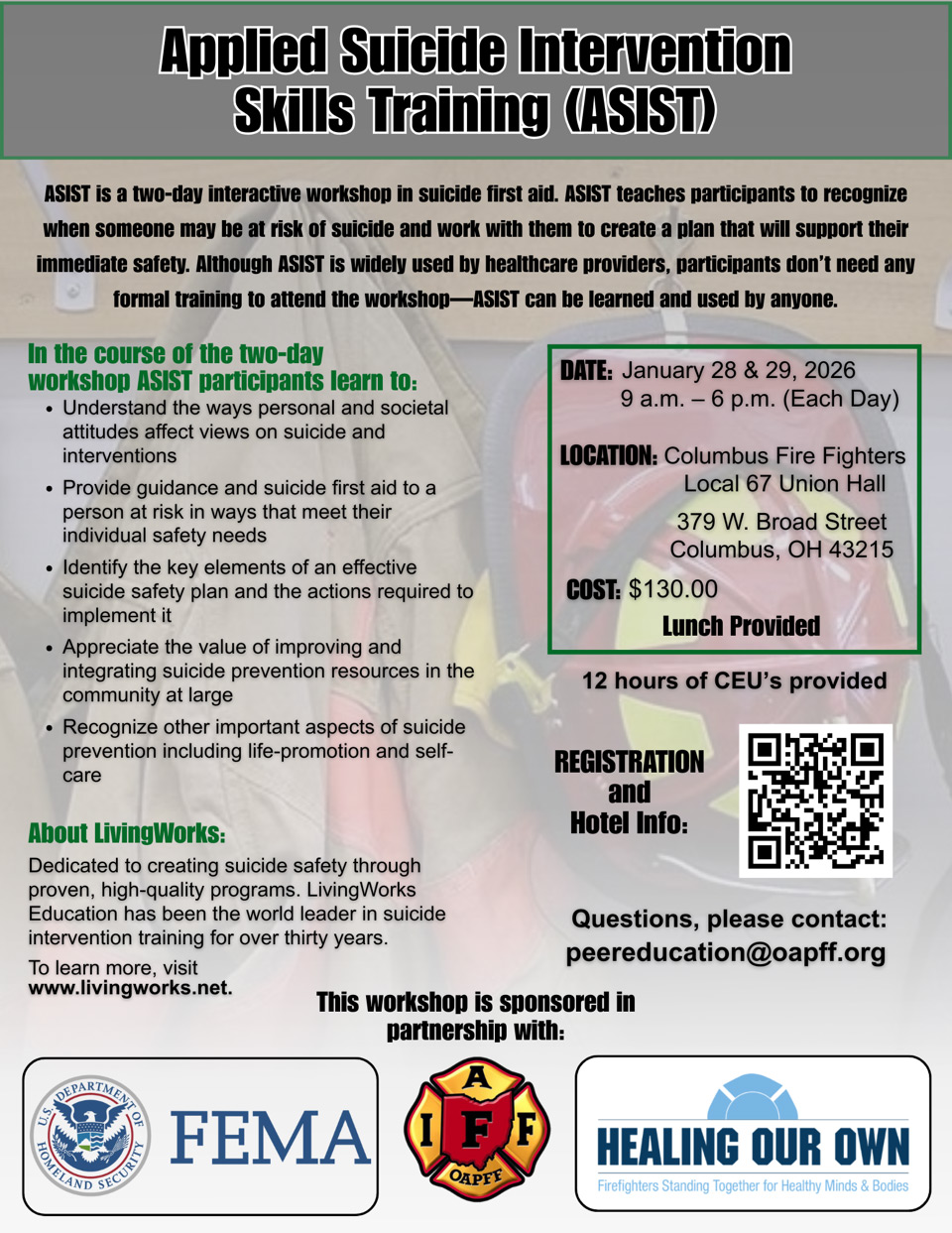 Applied Suicide Intervention Skills Training (ASSIST) Jan 28, 29 2025