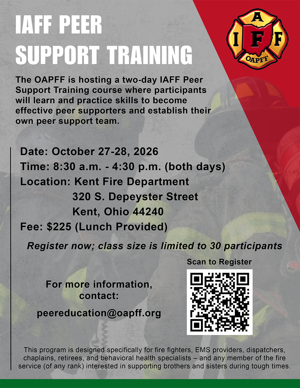 IAFF Peer Support Training October 27 and 28